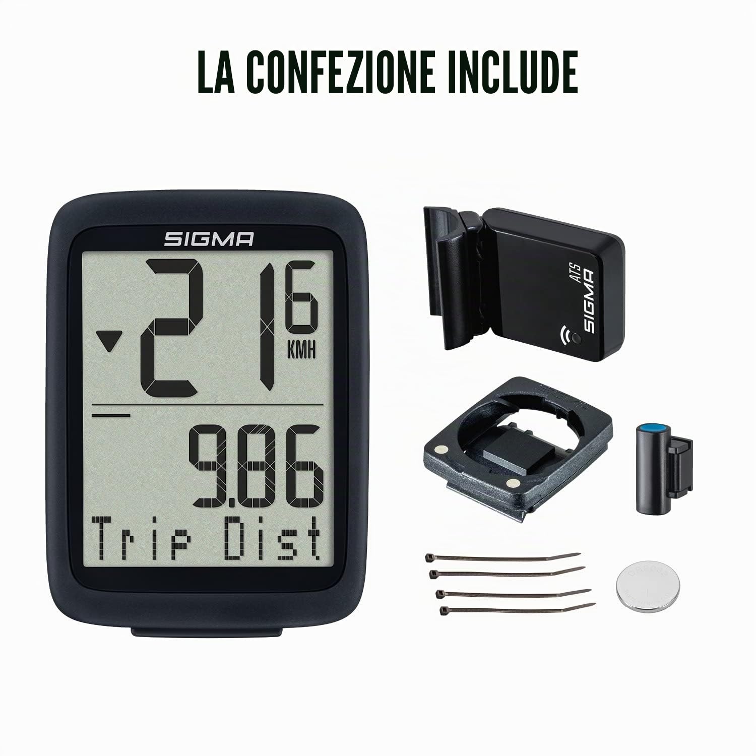 SIGMA BC 8.0 WL | ciclocomputer wireless con 8 funzioni come il confronto della velocità | tasti grandi, display chiaro | ciclocomputer wireless impermeabile