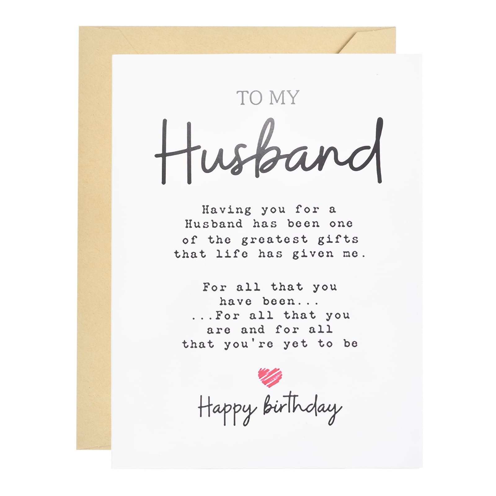 YOKIVE Birthday Card, Funny Happy Birthday Greeting Cards Thick Card Stock with Kraft Paper Envelope Gift Perfect for Wife, Husband, Brother, Sister, Daughter, Son, Mom, White(husband)