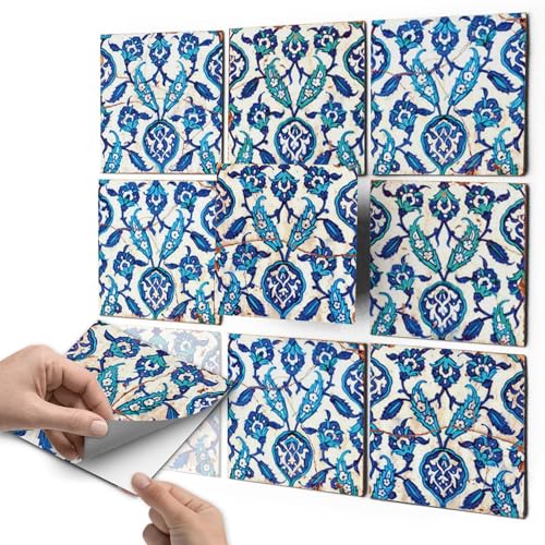 Dekor-Fliesen Fliesenaufkleber - CREATISTO Fliesenstickerl Fliesen überkleben Aufkleber Folie Sticker für Badfliesen - Küche Deko Badezimmer-gestaltung I 10x10 cm - Design Hamam Vibes - 36 Stück