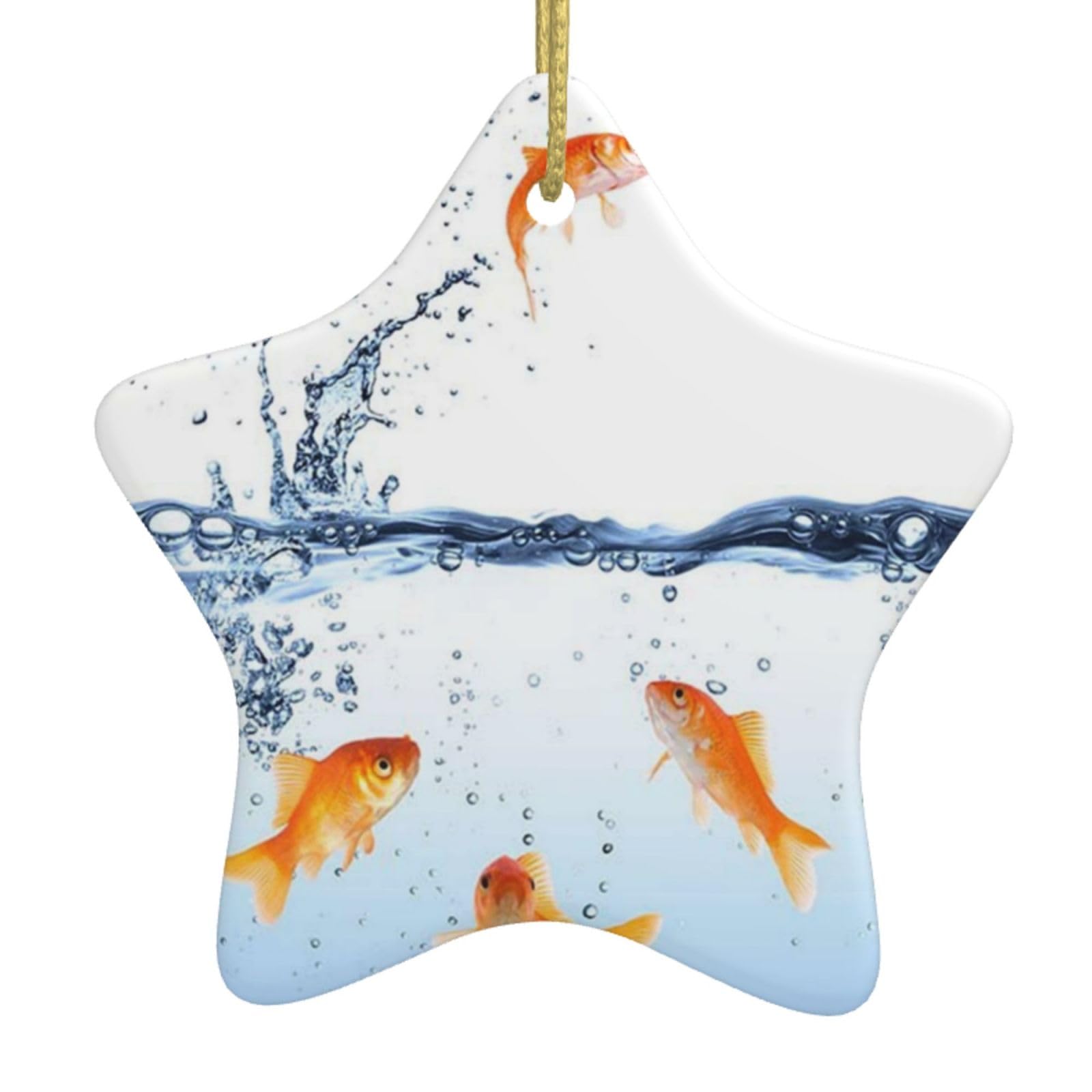 Fish In Water Pattern Ceramic Pendants, Star-Shaped Christmas Tree Decorations, Personalized Christmas Ornaments