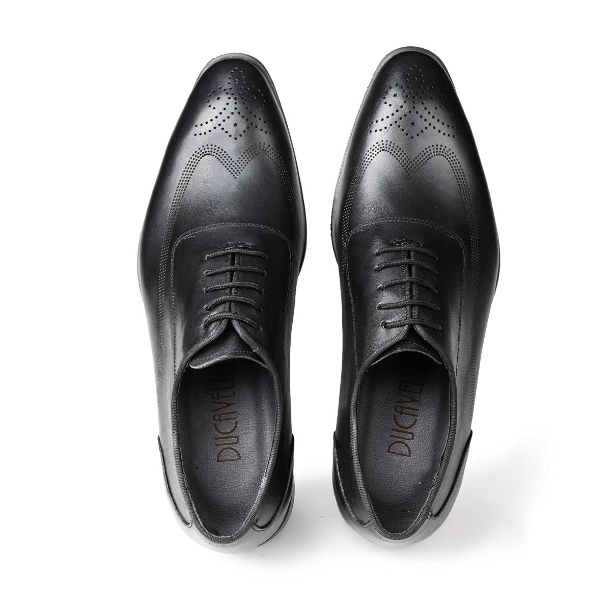 Ducavelli Elegantes zapatos clásicos con cordones de cuero genuino para hombre, Negro , 41 EU