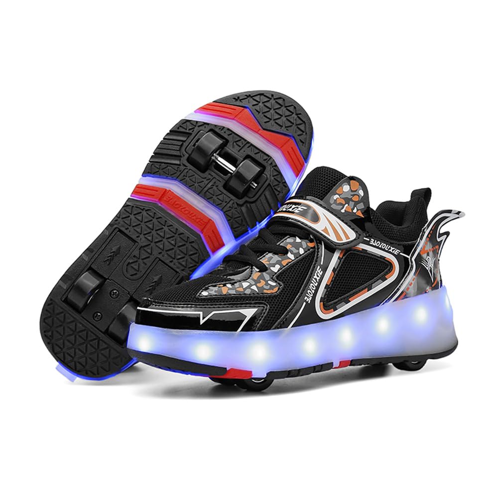 Mateju Schuhe mit Rollen für Jungen Mädchen, Kinder Rollschuhe Schuhe mit 4 Rollen, Turnschuhe Versenkbarer, Damen Herren Roller Schuhe Turnschuhe Skateboardschuhe