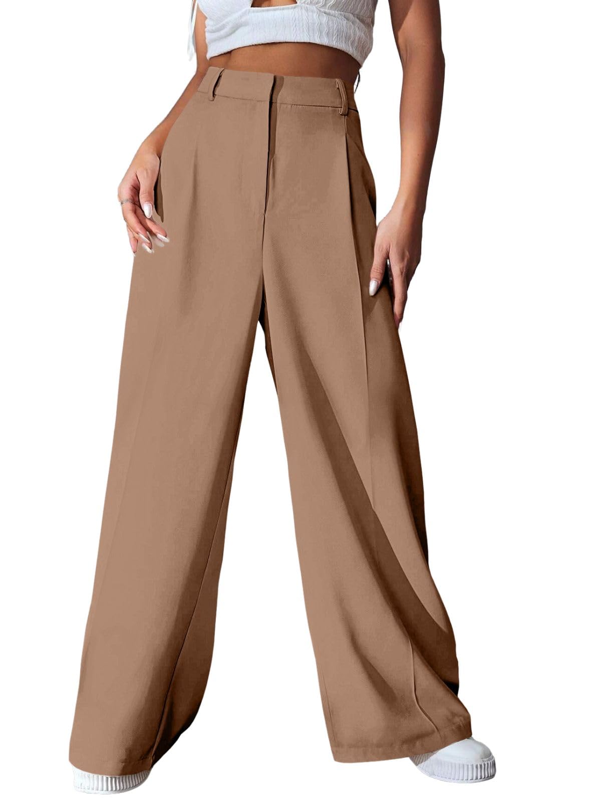 GRECIILOOKS Women High Rise High Waist Trousers Flared Korean Style Formal Pants| Elegant Workwear for Office, College & Events (Combo Pack of 2)