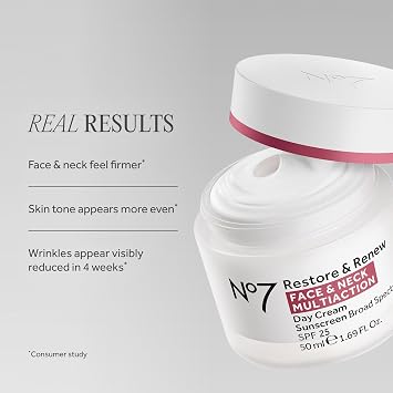 No7 Restore & Renew Sculpting Face & Neck Day Cream with SPF 25, 1.69 oz