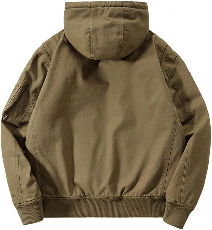 Men Cotton Lined Winter Jackets Hooded Warm Windbreak Outwear