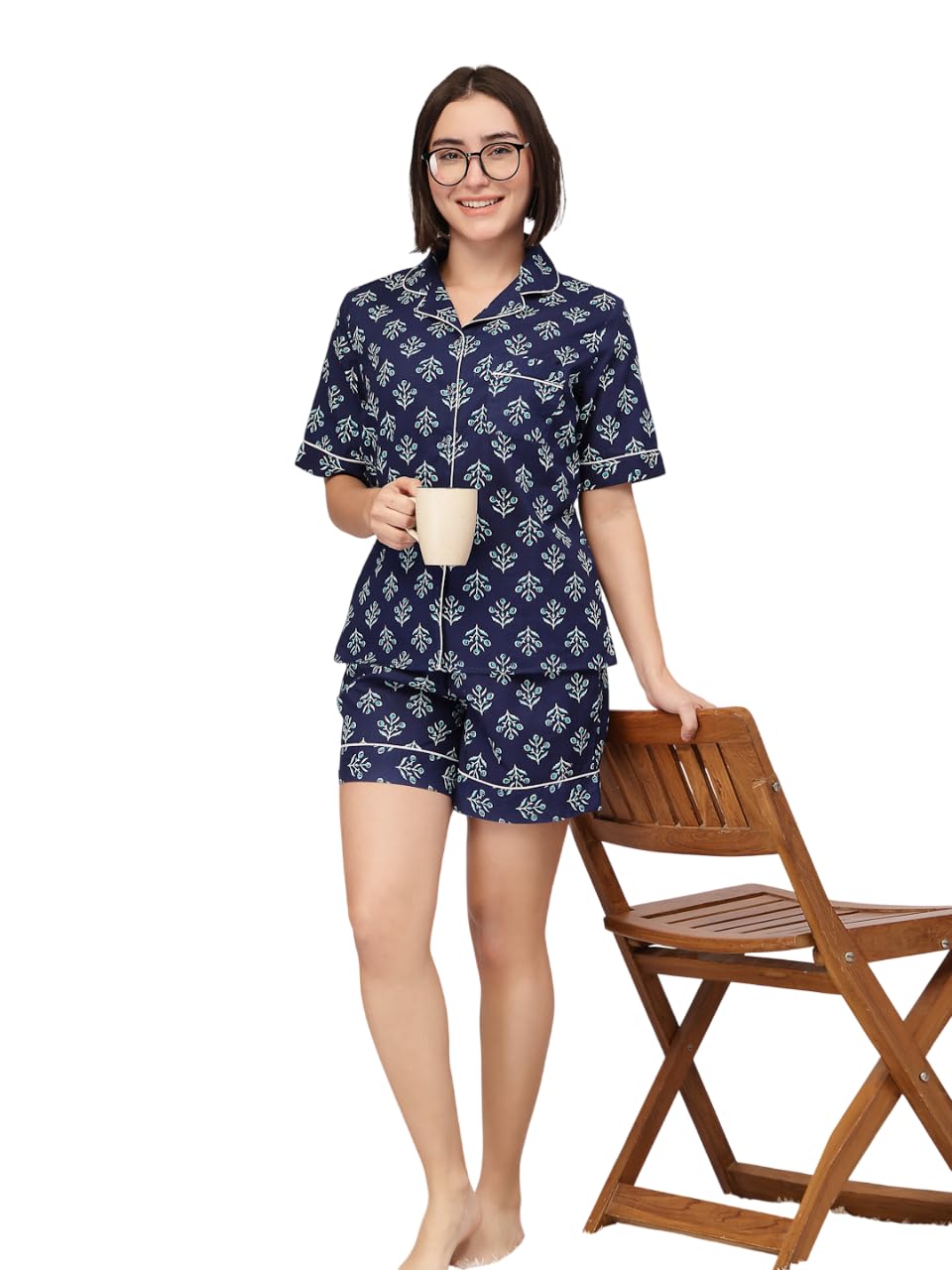Women Half Sleeve Soft 100% Cotton Printed Night Suit Set | Comfortable Cozy Pajama Set | Casual Relax Fit Stylish Night Dress | Everyday Lounge Modern Sleepwear-image-14