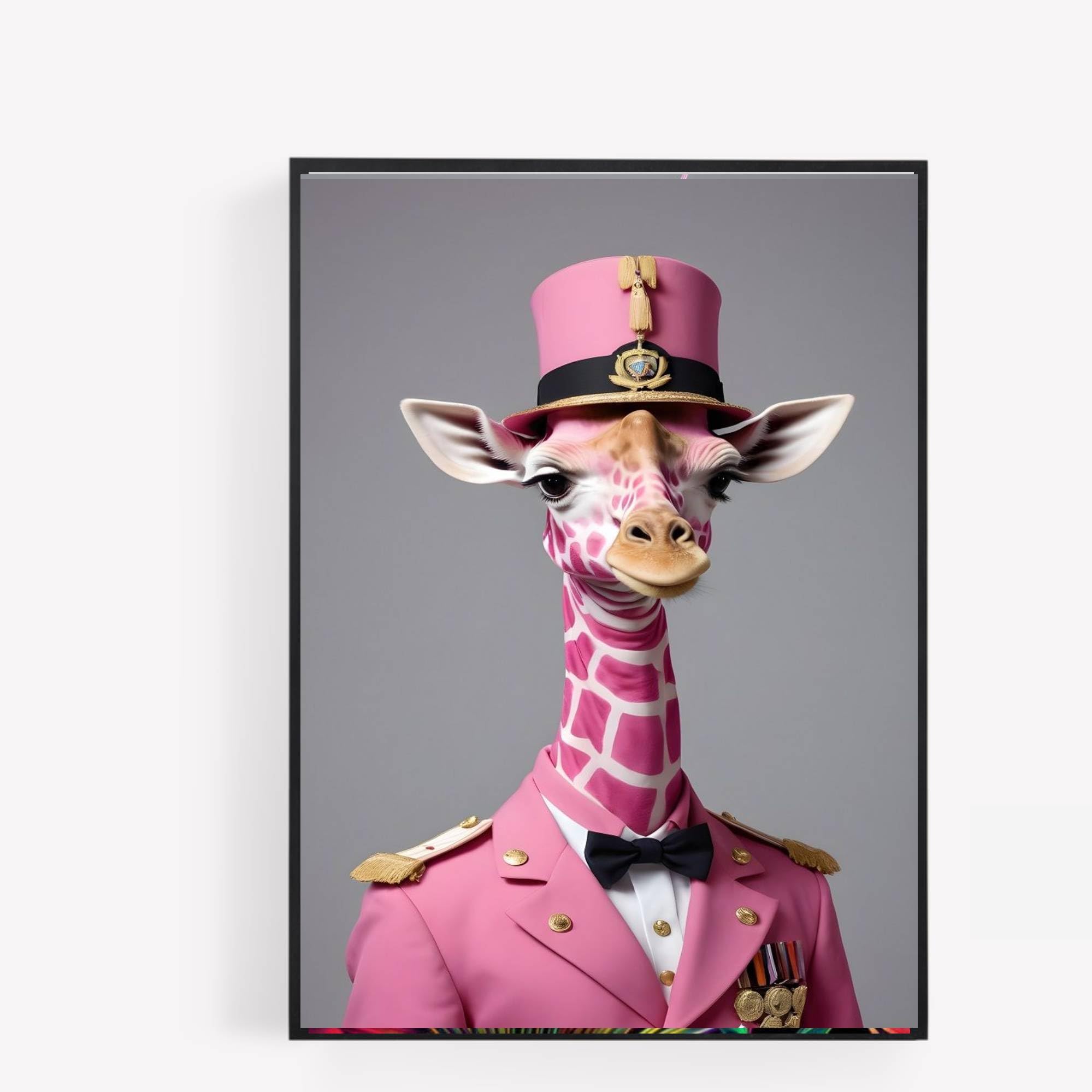 gfc pink giraffe Renaissance Portrait Print Vintage Terrier in Royal Military Clothing Fancy Dress Wall Art, Office Poster, Picture, Home Decor A4 UNFRAMED NO FRAME