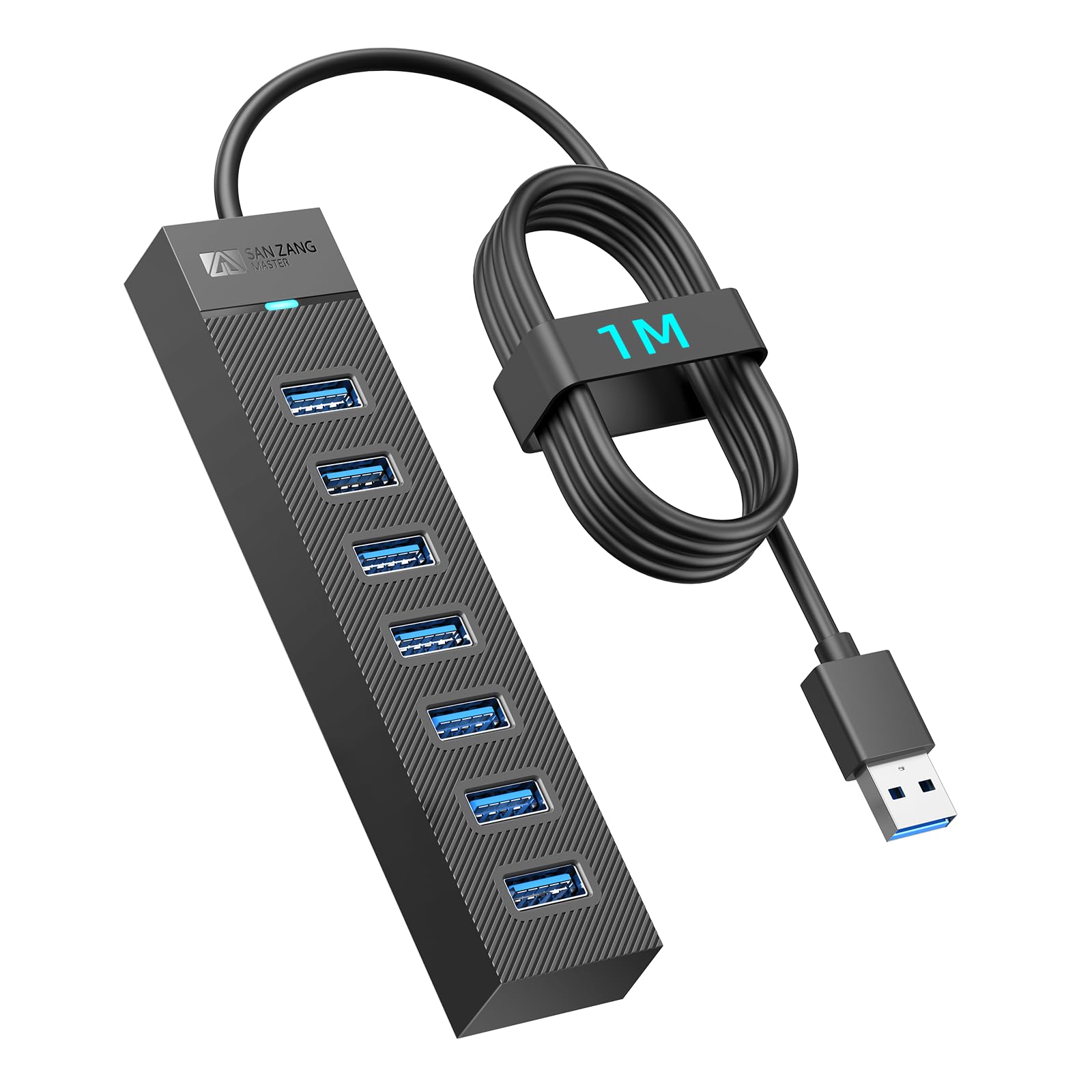 SAN Zang 7-Port USB 3 0 Hub High-Speed 5Gbps USB Splitter Extender with 3 3ft Cable Multi-Port Data