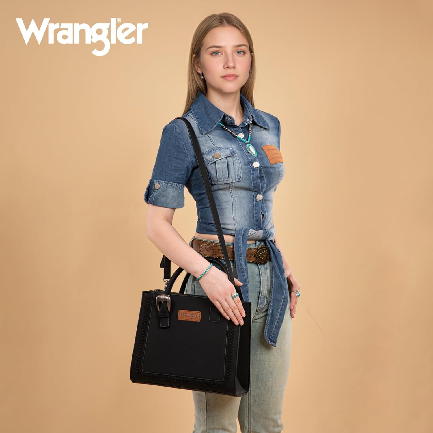 Wrangler Tote Bag for Women Western Cowhide Purse and Wallet Set - Image 2