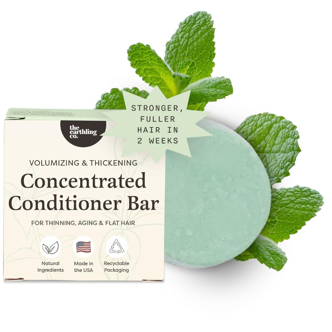 The Earthling Co. Volumizing Conditioner Bar For Thickening, Fullness, Strength, and Hair Growth - Sulfate, Silicone, Paraben Free for Thinning, Flat, Fine Hair - Made in USA (Simple Fresh, 1.8oz)