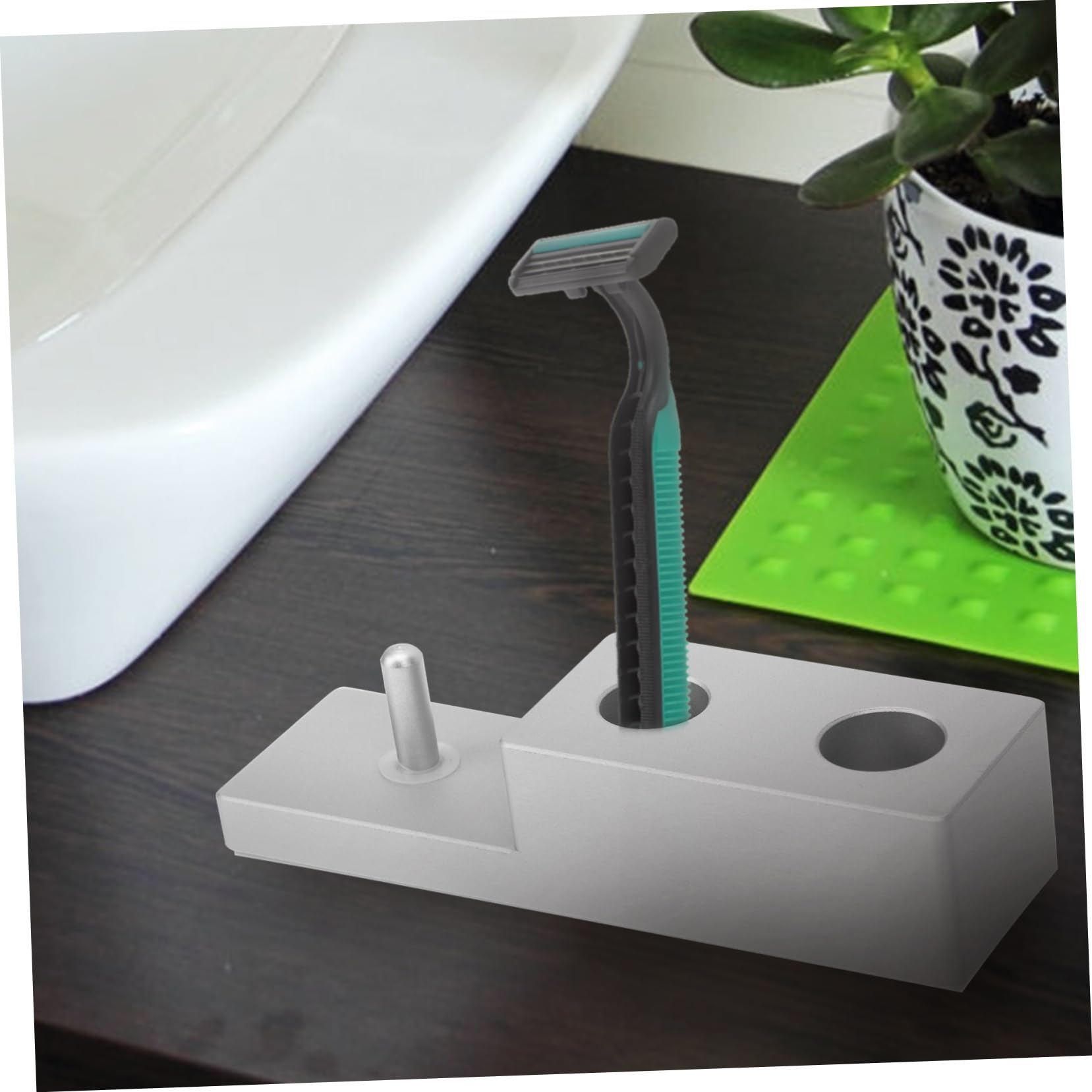 Didiseaon Alloy Razor Holder Creative Razor Stand for Home Silver 1pc Sturdy Shaving Rack Non-slip Base