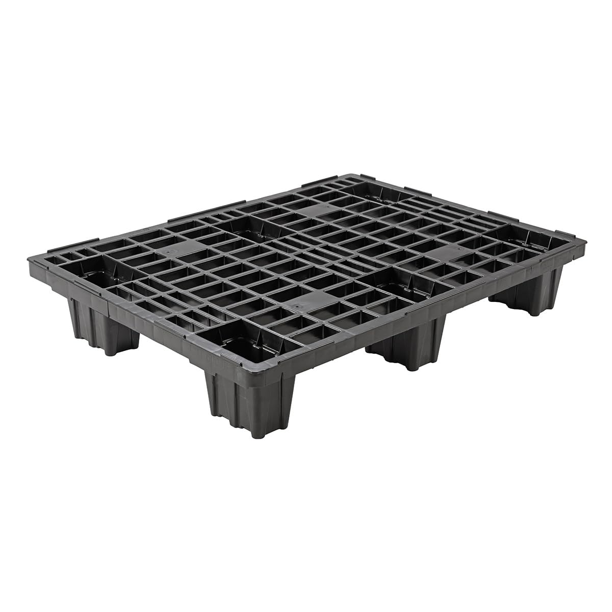 Catolo 5 pallet leggero, 80 x 60 cm, nero, pallet industriale con struttura a griglia, plastica, mezzo pallet europeo, in plastica, 80 x 60, 5 pezzi