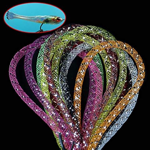 Greatfishing 9pc Mixed Colors Holographic Tinsel Mylar Tube Mesh Fly Tying E Z Body Minnow Material 1 Meter (9pc 8mm Mixed Colors Combo) Cover
