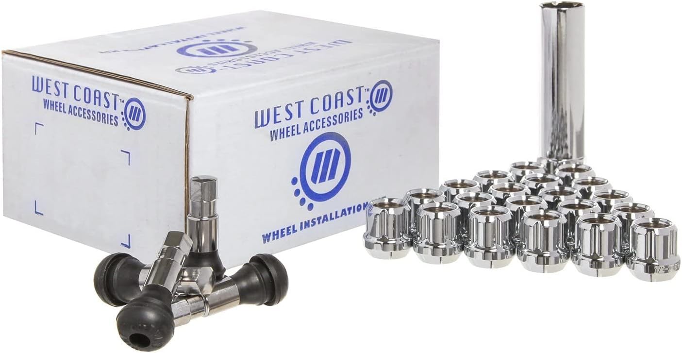 West Coast Wheel Accessories 7/16" Open Bulge Acorn Spline Lug Nuts 0.85" 6 Lug Install Kit Chrome