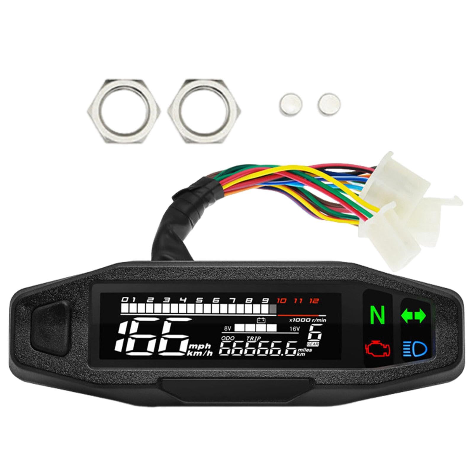 Compteur de vitesse moto Zestivra - Tachymètre à affichage numérique à écran LCD - Compteur de vitesse pour Dirt bikes, jauges de moto, instrument indicateur de vitesse
