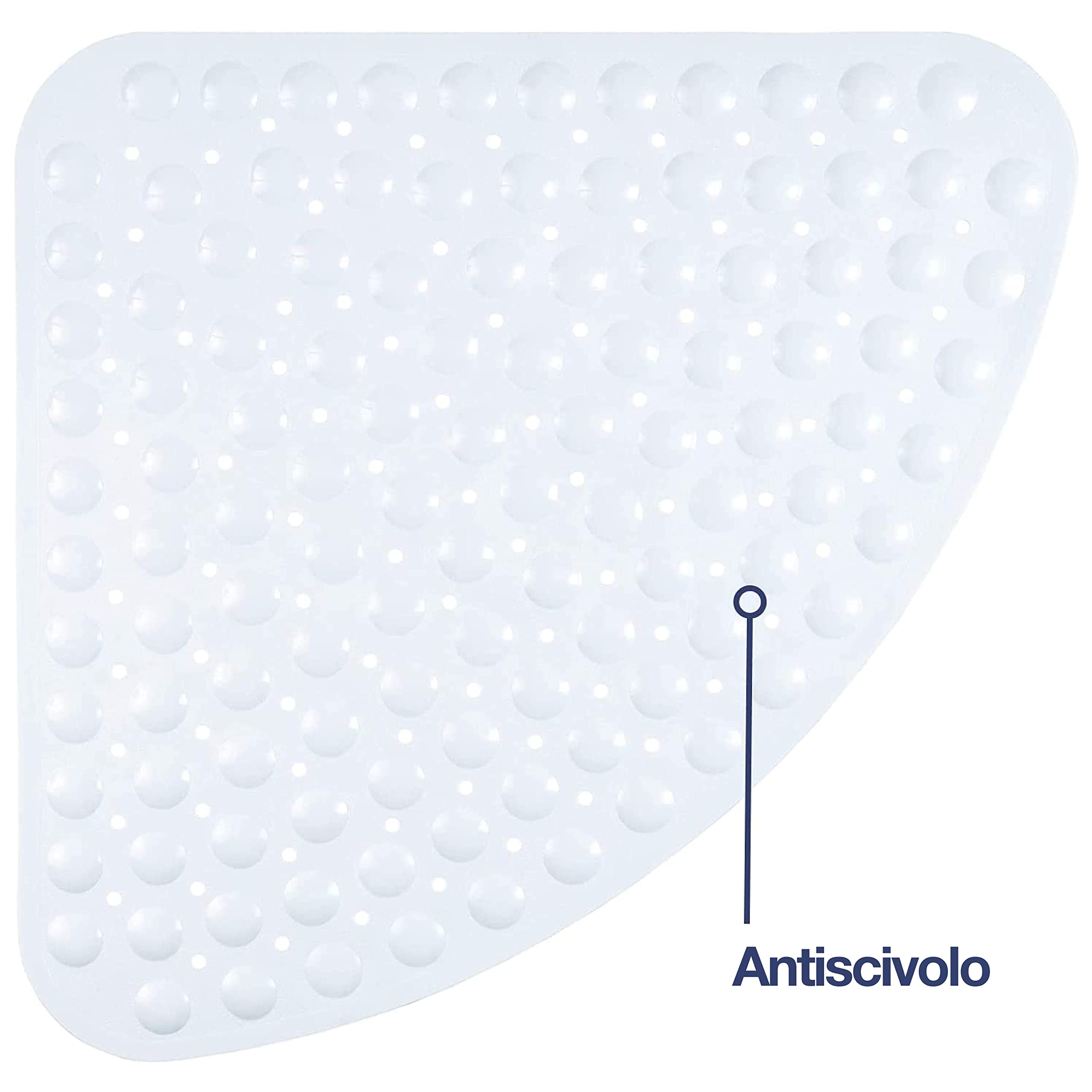 TranquilBeauty Tappetino da doccia quadrato | antiscivolo, antimuffa e lavabile in lavatrice con quadrante, tappetino da bagno per cabina doccia | antiscivolo a ventosa ideale (Bianco, Corner)