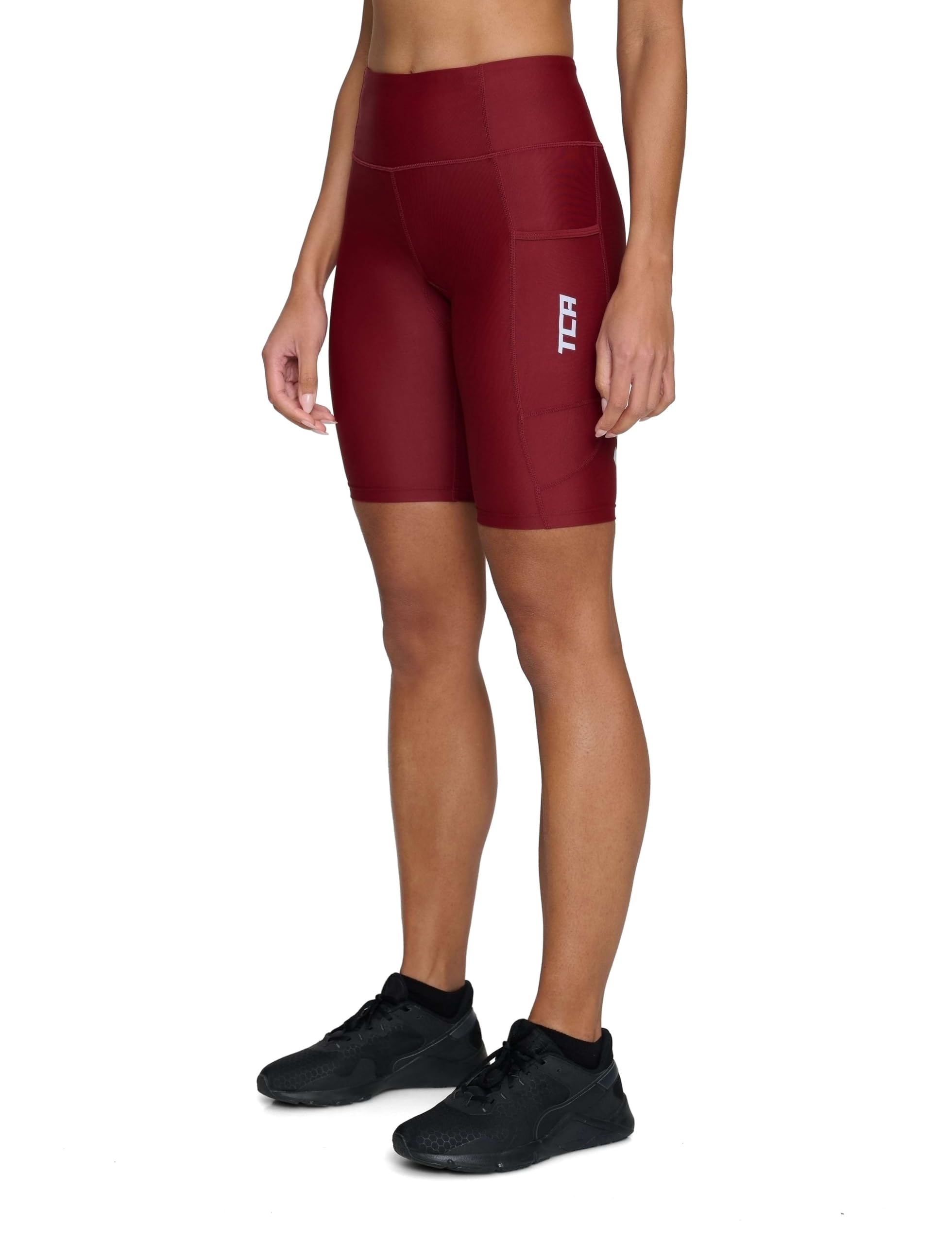 Damen 3/4 Gepolsterte Radleggings mit hoher Taille, atmungsaktive Fahrradshorts mit Taschen, rutschfest und schnelltrocknend