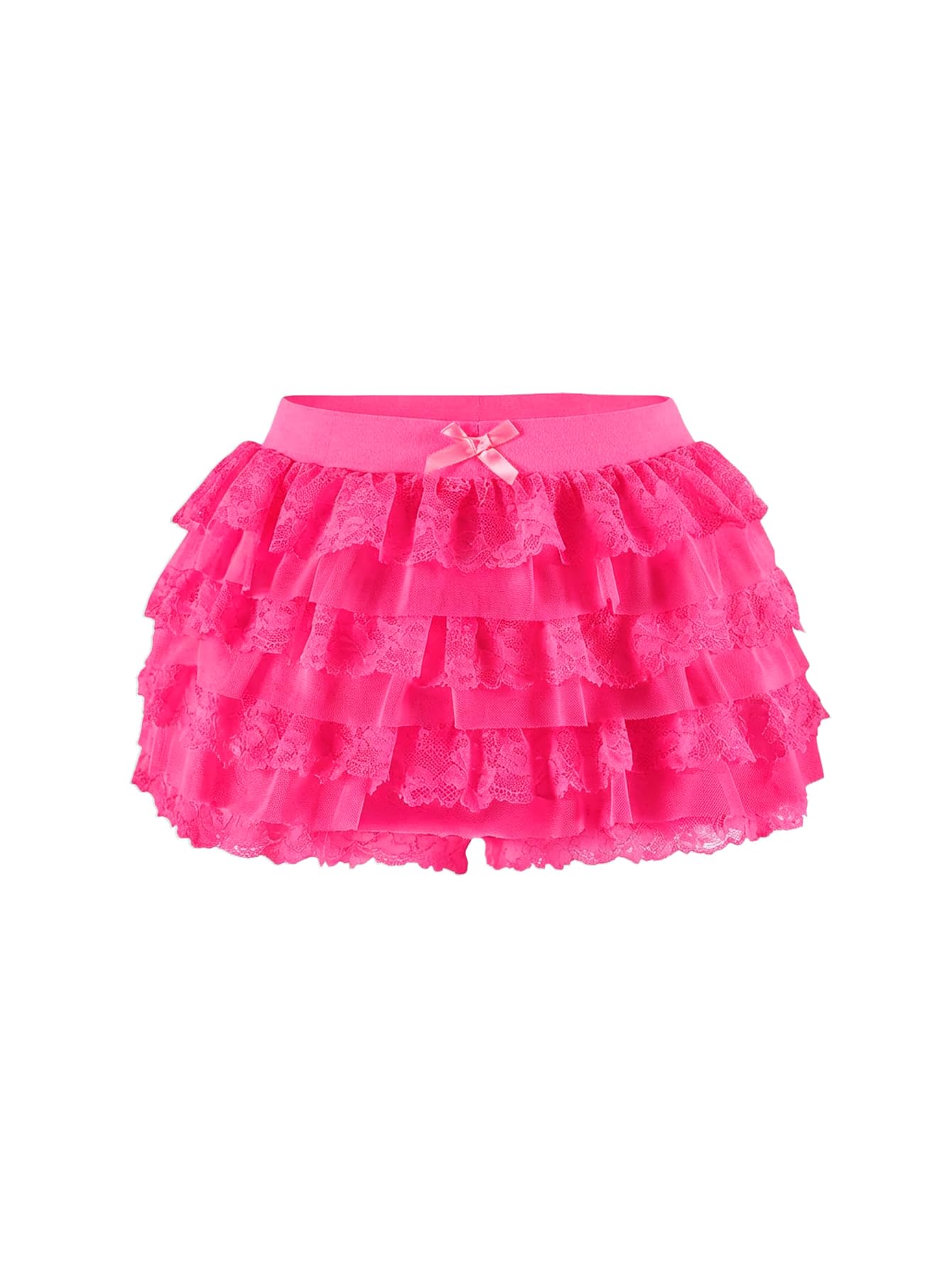 Women Y2K Lace Multi-Layered Bloomers Lolita Ruffle Shorts Cute Mini Skirt