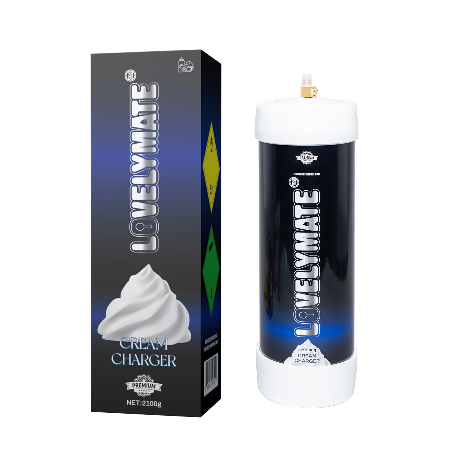 LovelyMate Whipped Cream Chargers 2100g 3.3L Food grade cylinder (1pc-2100g)