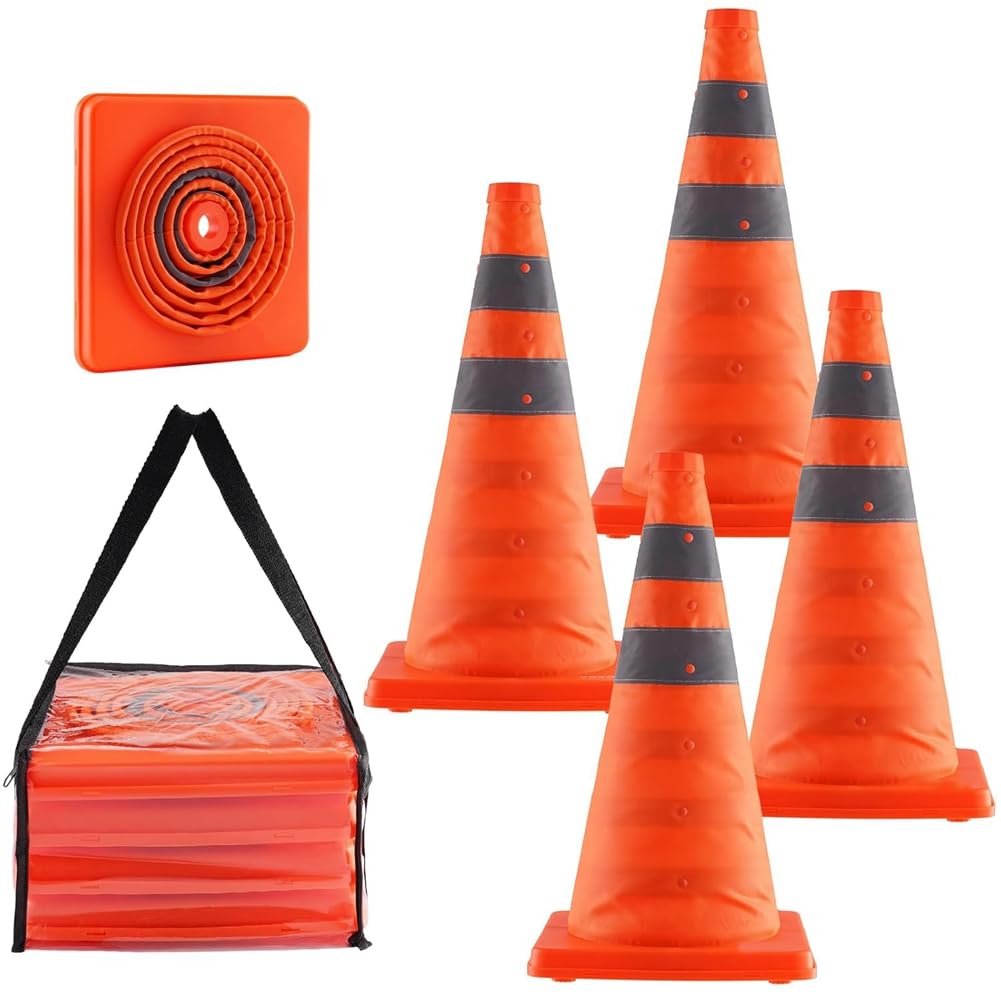 Cônes Pliables 18 po Lot 4 avec Sac et Bandes réfléchissantes
