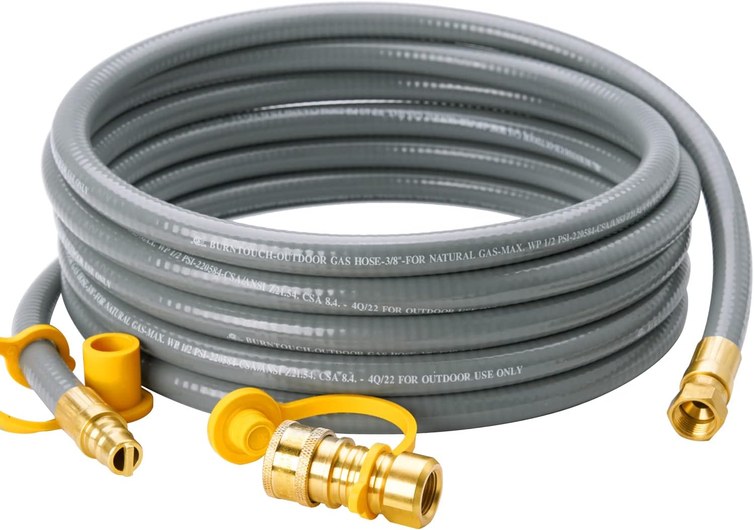 CALPOSE 15 Feet 3/8 inch ID Natural Gas Grill Hose with Quick Connect Fittings, Natural Gas Line for Grill, Pizza Oven, Heater and More Low Pressure Appliance