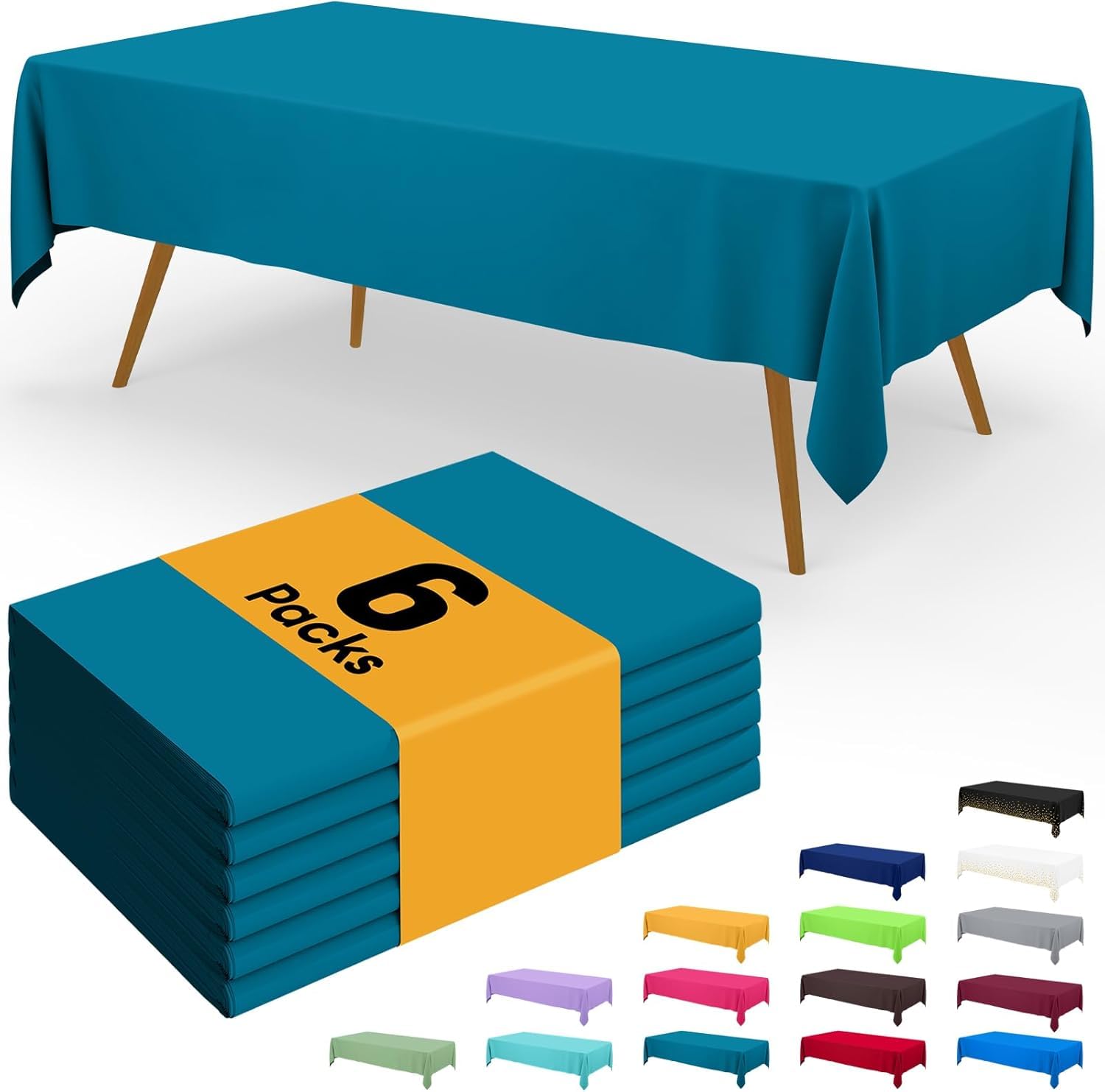 Homaxy Disposable Table Cloth - 6 Pack, 137 x274 cm, Aqua — image 1