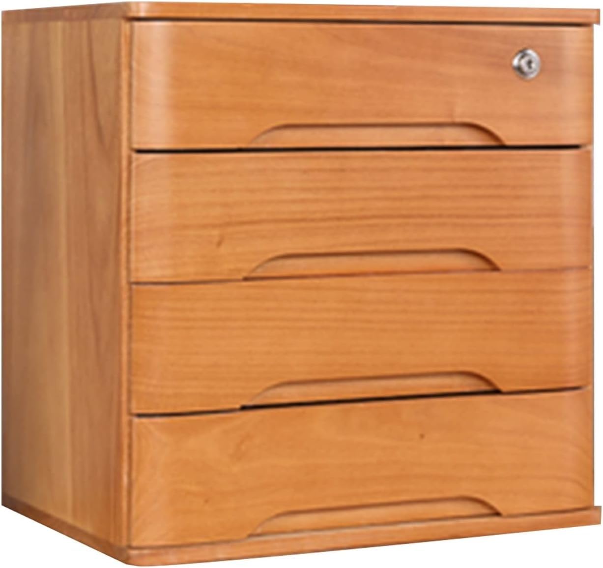 noxozoqm Multi-Layer Drawer Storage Box, Solid Wood Flat File Cabinet With Lockable, A4 Treatment Storage Cabinet For Home Desktop Office(Color:A,Size:4 drawer)