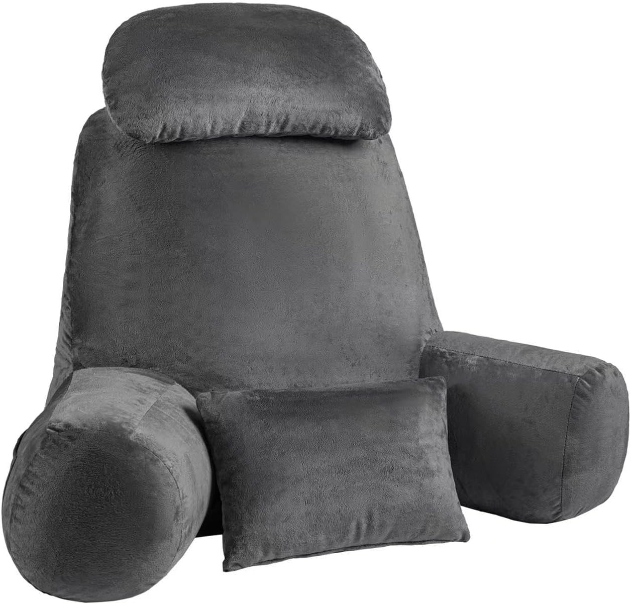 NOONTIDE Reading Pillow for Sitting up in Bed and Couch,32" X-Large Back Pillow for Adult & Teens with Soft Adjustable Neck Roll Backrest Pillow,Washable Cover,Watching TV/Gaming/Relaxing(Darkgrey) Darkgrey X-Large