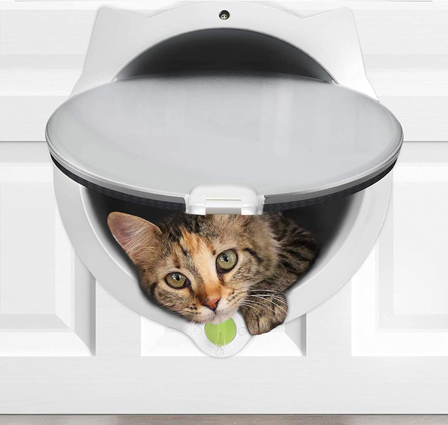 Cute Cat Door Dia. 8.2in, 4 Way Locking Cat Flap Door for Interior Wood/Glass/Metal Doors or Window, Easy to Install, Suitable for Cats and Mini Size Dog (Black)