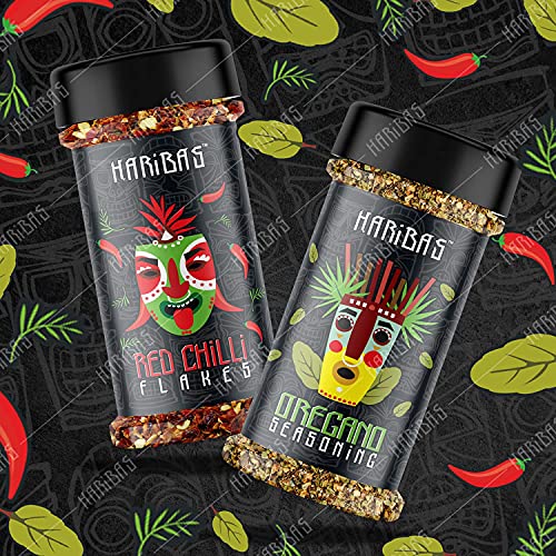 Image of HARIBAS Combo Of Red Chilli Flakes&Oregano Sprinkler,100Gram Each,Natural Ingredients,Chilli Flakes&Oregano Seasonings 100% Pure,Vegetarian Pizza,Pasta,Sandwich Uses,Same Taste Every Time