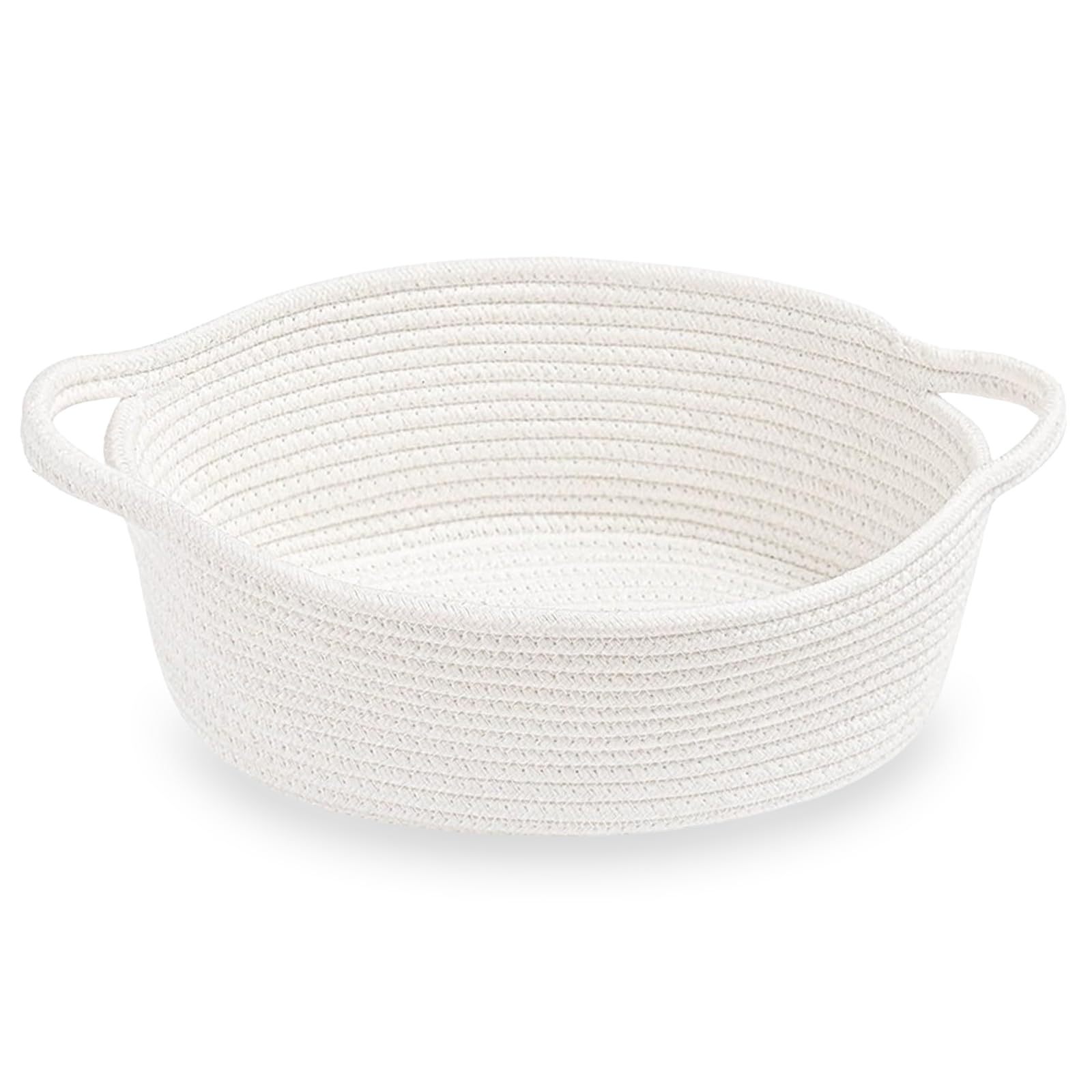 Weiß Cesta Intrecciata in Corda di Cotone con Manico, Cesto Regalo Vuoto, Pratico Cesto Contenitore per Giocattoli per Bambini, Organizzatore Decorativo per Camerette