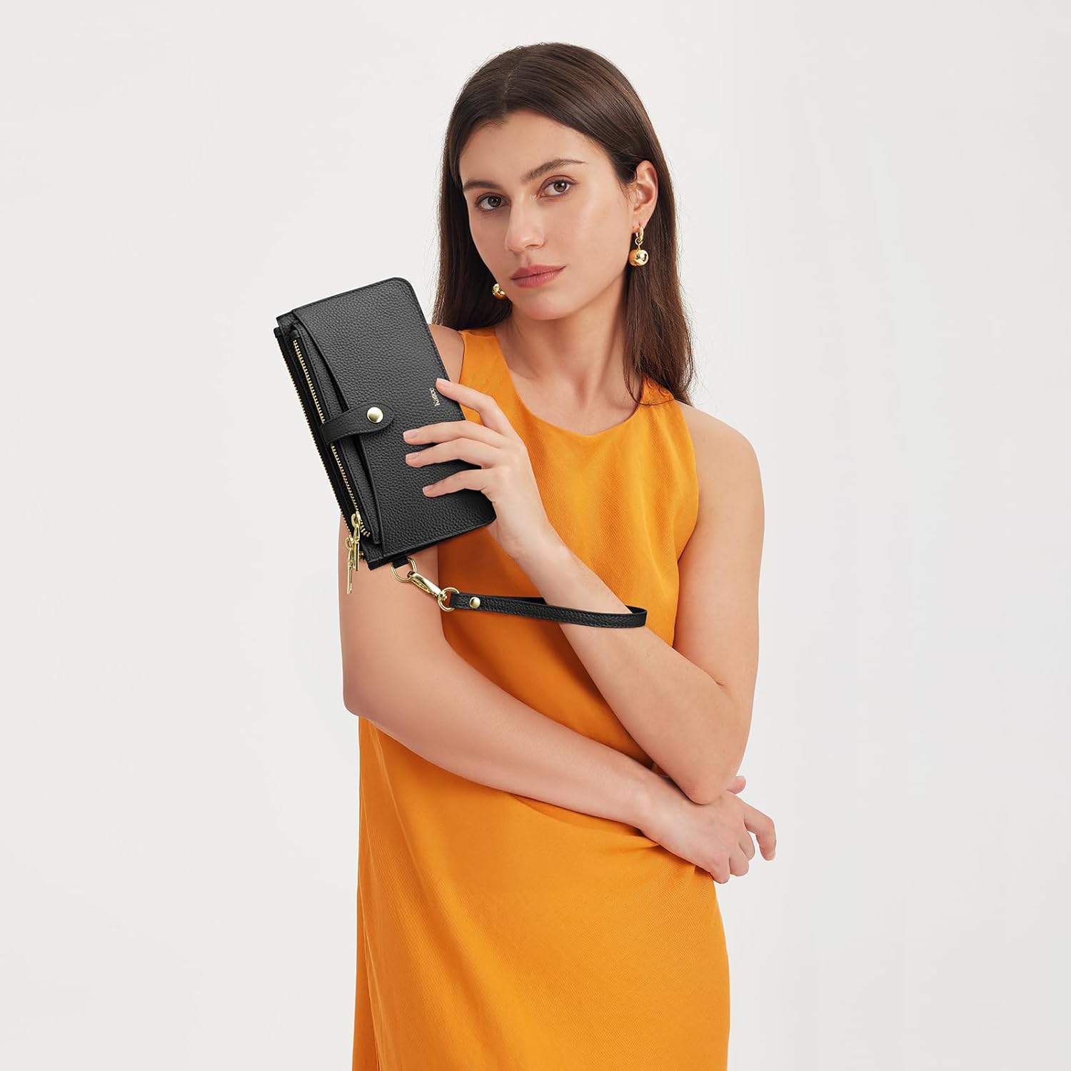 Kattee Leather Wristlet Wallets for Women, RFID Wallets Women, Top Grain Leather Card Holder Phone Purses Clutch Bags - Image 2