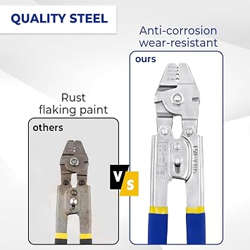 XOOL Wire Rope Crimping Tool with Built-in Cutter, Hand Swaging Tool with 66FT/20M 1/16'' Wire, 200PCS Aluminum Double Barrel Ferrule Crimping Loop Sleeve and 12PCS Stainless Steel Thimble