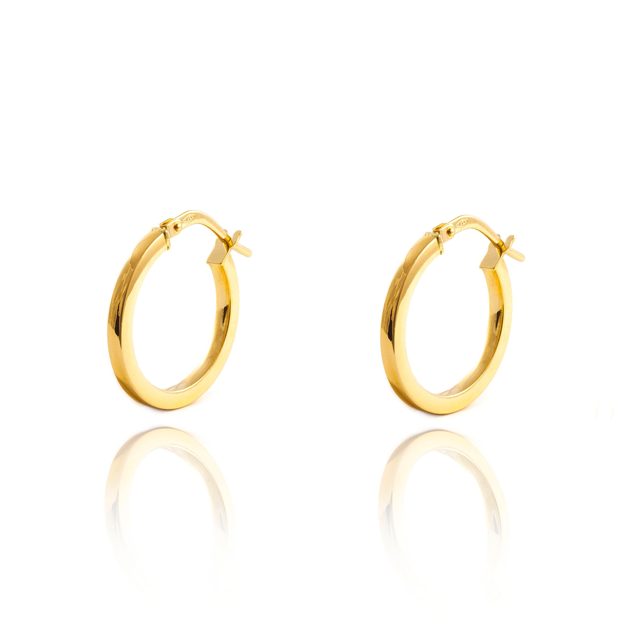 Orecchini A Cerchio Oro Giallo 18K (750) - 13.5x3 Mm - Gioielli Donna Con Certificato E Scatola Regalo