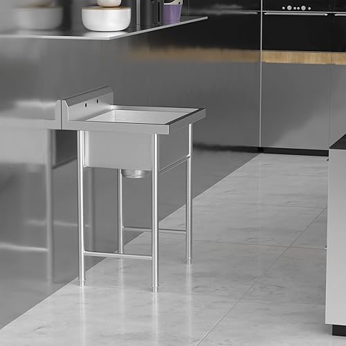 Miniatura 3 de VINGLI Fregaderos de acero inoxidable 304 de 28 pulgadas mejorados para lavadero con protector contra salpicaduras, fregadero industrial de garaje