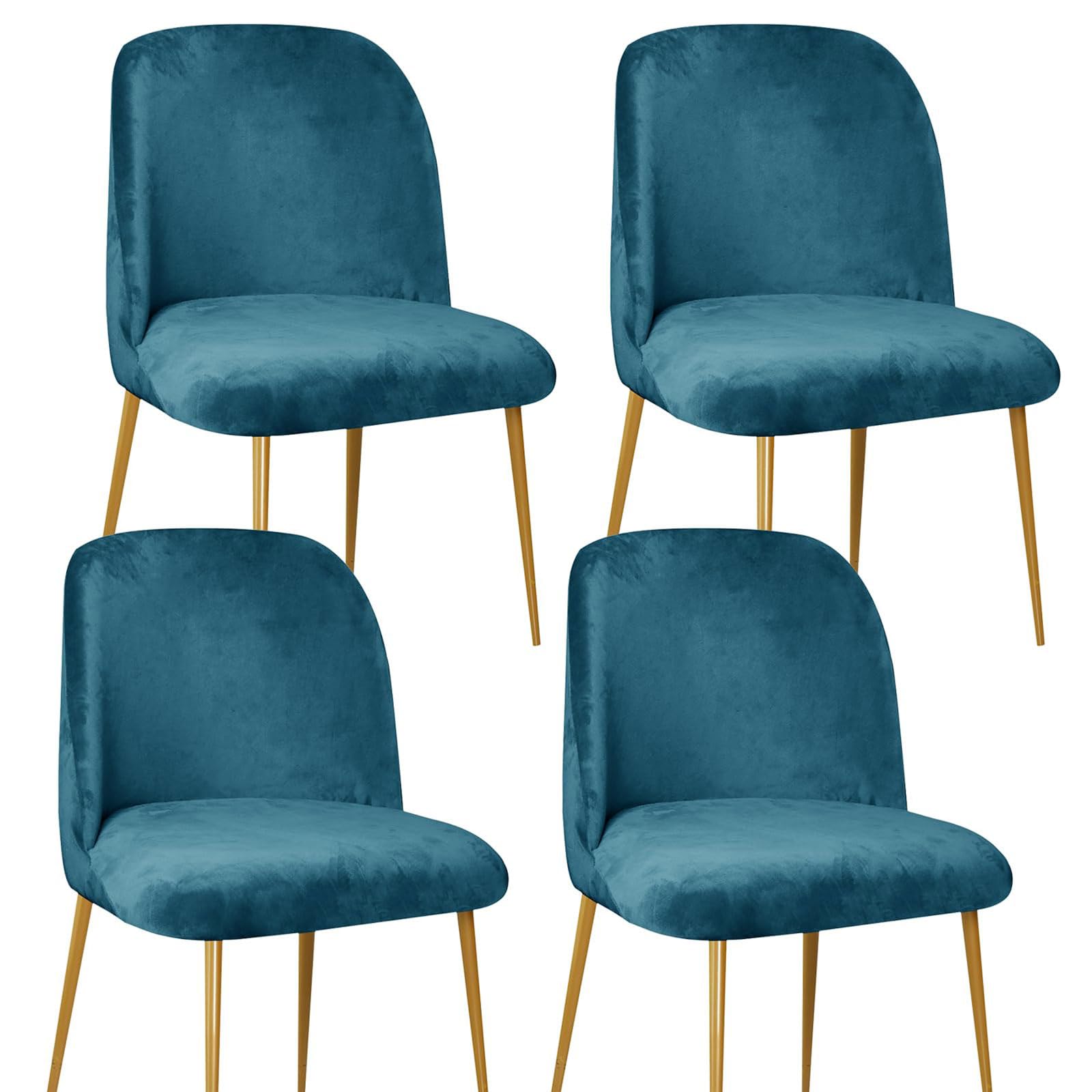 Housses de chaise de salle à manger incurvées velours bleu paon pour rénover vos sièges