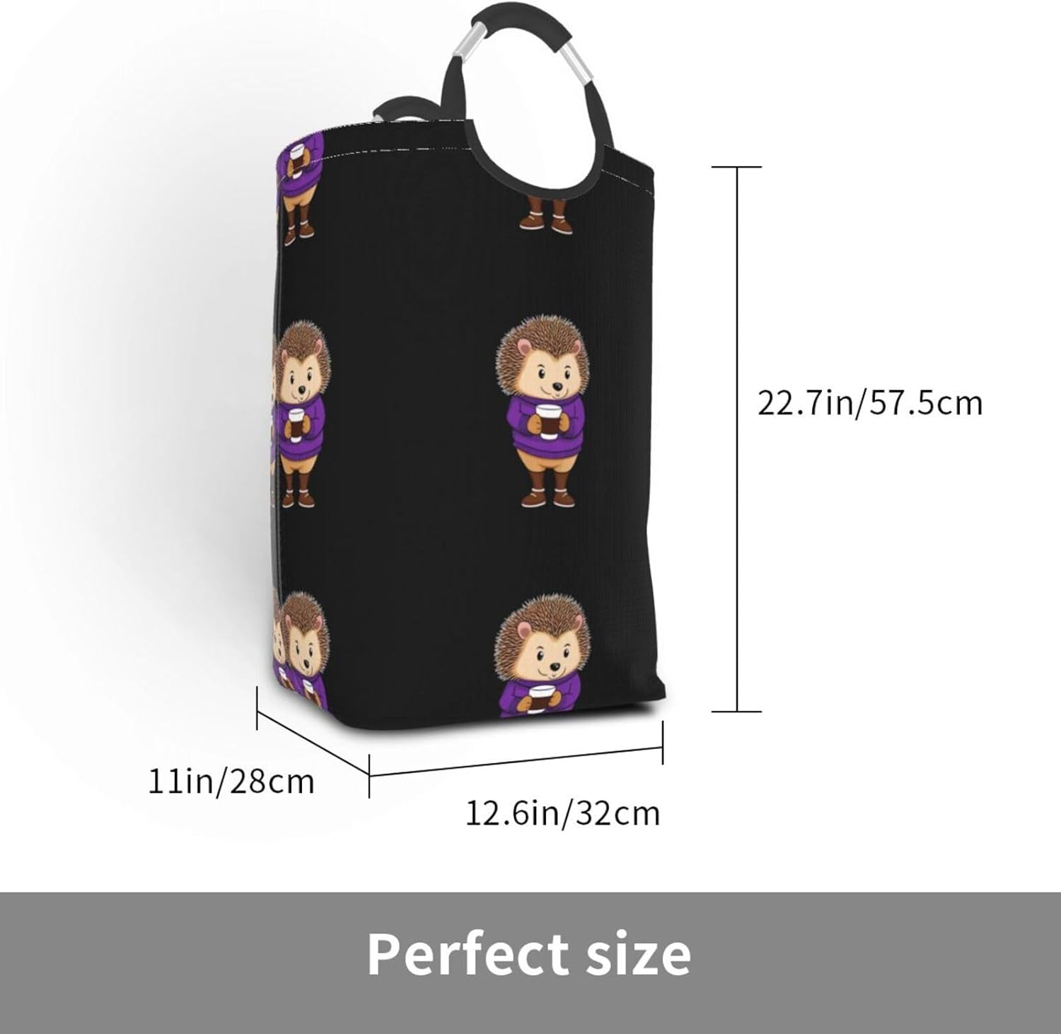 Purple hedgehog Foldable storage bag, 50L capacity, suitable for laundry room, dormitory bedroom, dirty clothes storage basket.