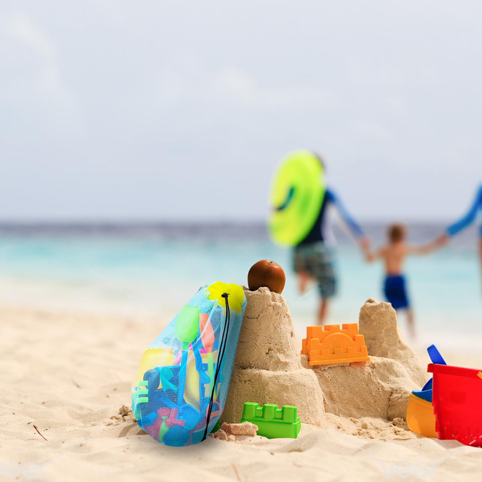 GALPADA 5stücke Portable Mesh Strandtasche Mit Kordelzug Robuste Und Leichte Strandtasche Für Junge Mädchen Zur Aufbewahrung Von Sandspielzeug Und Schwimmausrüstung Für Urlaub Am