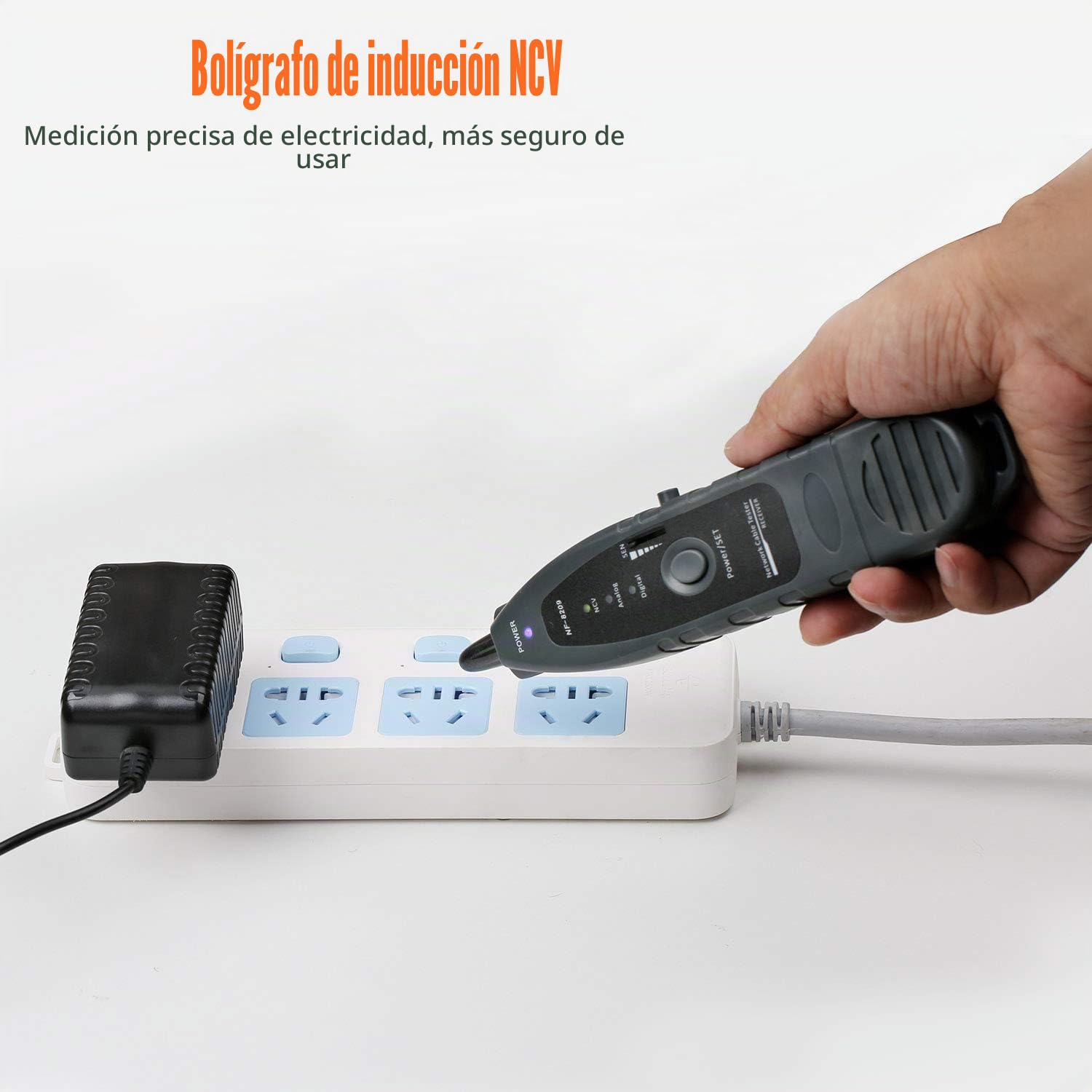 4 en 1 Network Cable Tracker PoE Tester con NCV y lámpara para CAT5e/CAT6/CAT6a, detecta voltaje PoE, estándares PSE, mide la distancia de falla del cable mediante la función TDR NF-8209