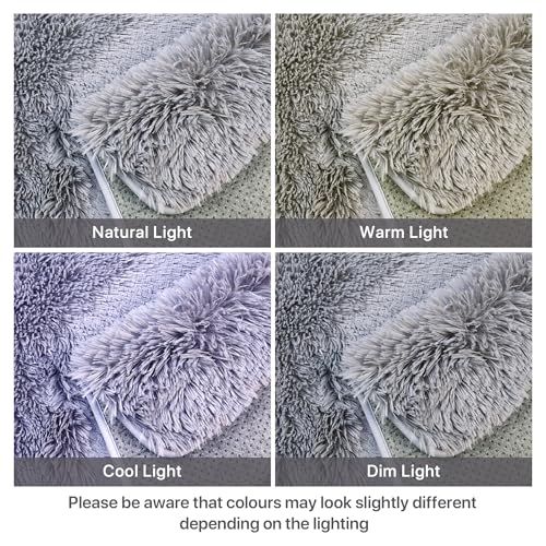 BEIMO Hochflor Teppich Flauschig Grau Teppich Wohnzimmer 80x150 Teppiche Schlafzimmer Anti-Rutsch Bettvorleger Teppiche Weich rutschfest für Kinderzimmer
