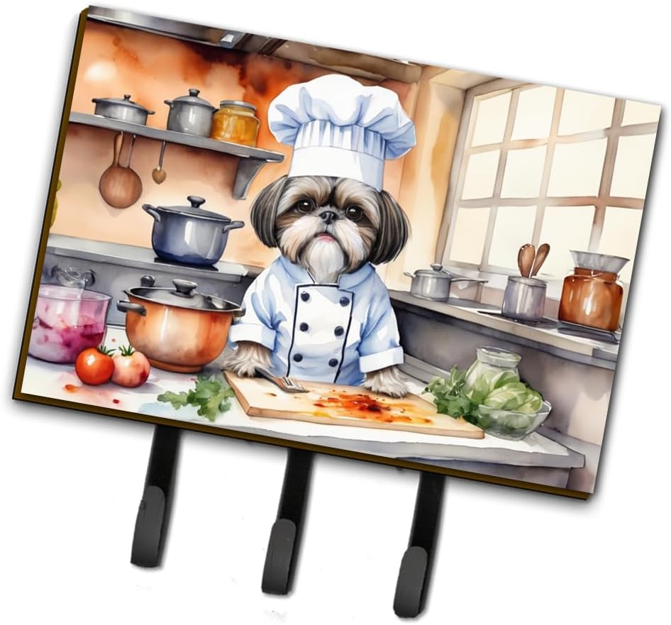 Caroline's Treasures Saint Bernard The Chef Leash or Key Holder Wall Hooks, Key Hooks Holder, Coat Rack Wall Mount, Coat Hooks, Hooks for Hanging Keys, Towels, Aprons, Leashes