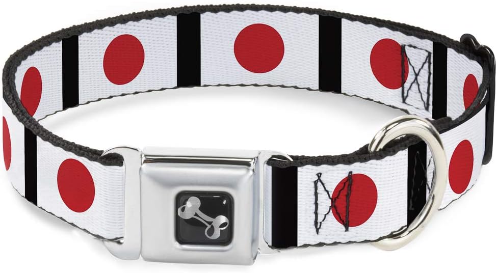 Buckle-Down Seatbelt Buckle Dog Collar - Japan Flags - 1" Wide - Fits 11-17" Neck - Medium