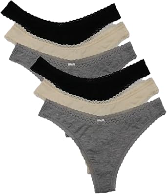 UWOCEKA 6 Pack Womens Breathable Thong Tangas Seamless Panties No Show Underwear For Ladies