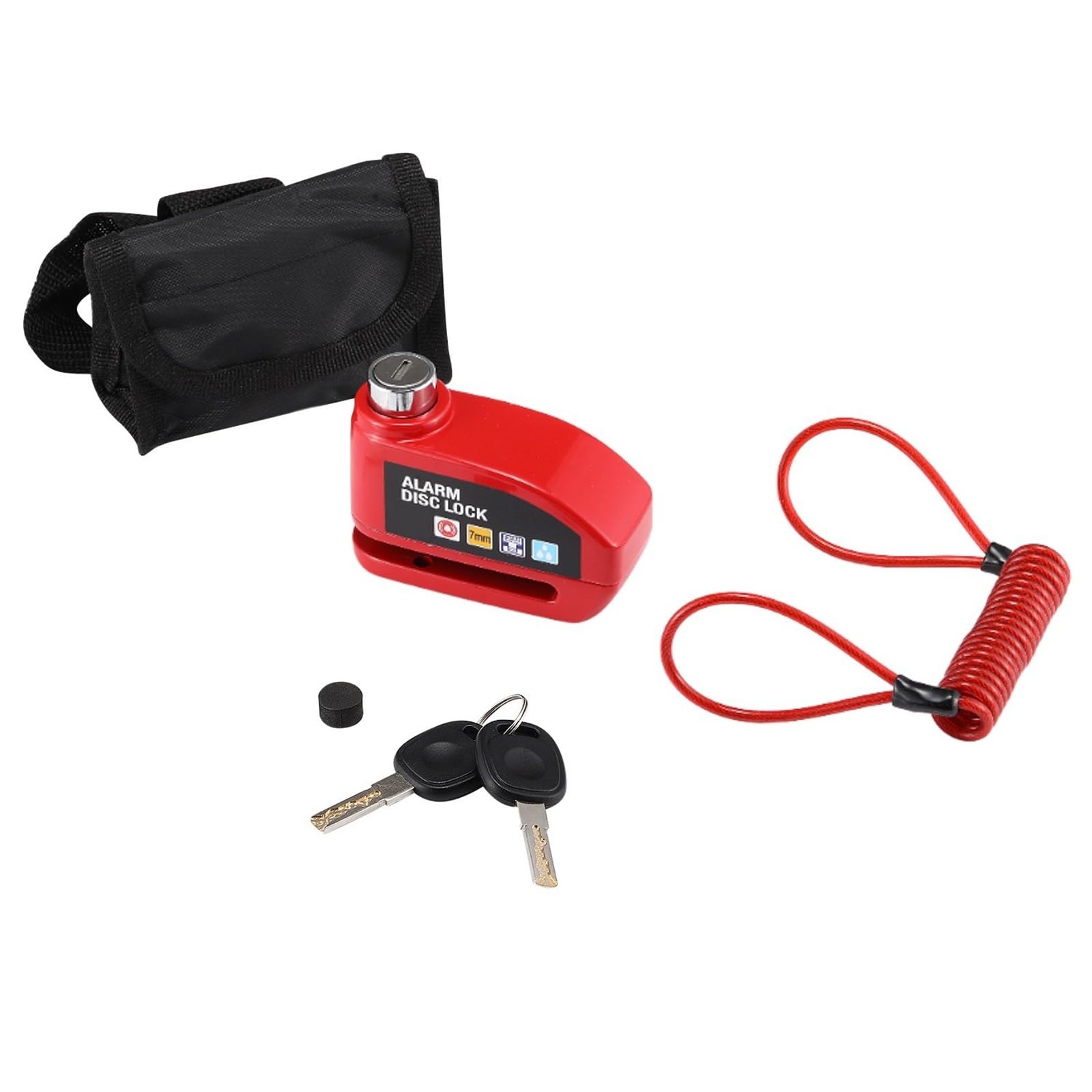 Bloccadisco con Allarme per Moto, Scooter, Bici e Scooter + 2 Chiavi