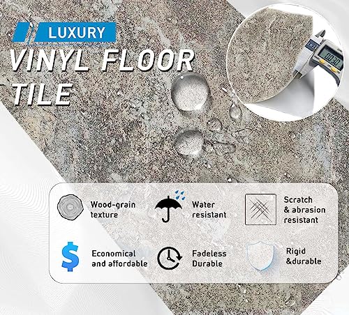 Peel And Stick Floor Tile 12Pcs Light Gray Marble Vinyl Flooring 12"X12" Durable Waterproof Non-Slip Vinyl Tiles Removable Stickers Tile For Kitchen Living Room Bedroom Bathroom #TOP2