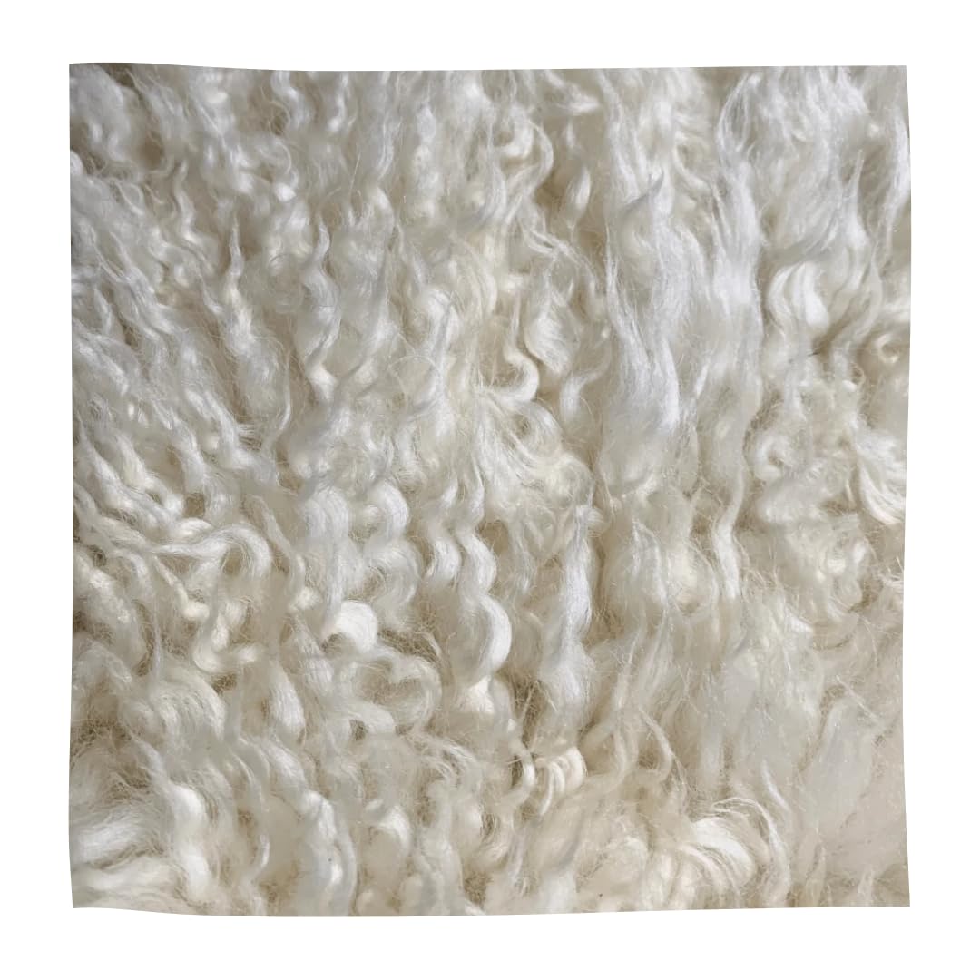 Peau de Mouton Blanche Naturelle (Naturelle Blanche bouclée, 110 x 70 cm)