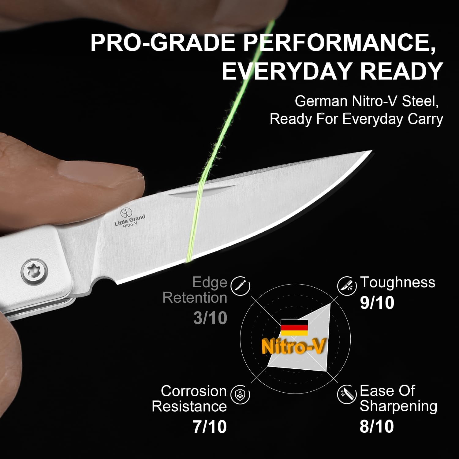 Kizer Little Grand Taschenmesser 6,4 cm Drop Point Nitro-V Klinge EDC Klappmesser Aluminium Mkuruti-Holzgriff Slip Joint