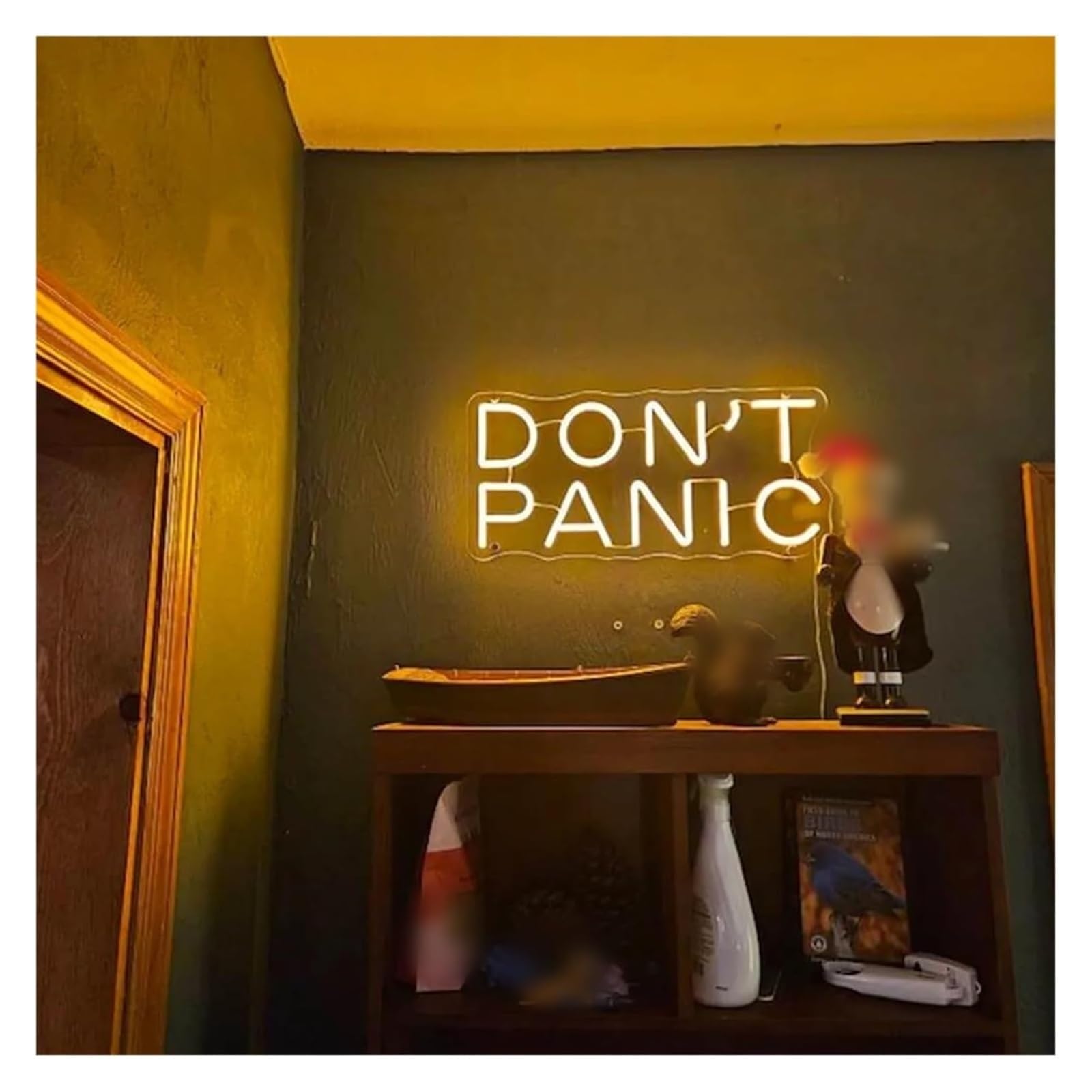 Lampada da parete a LED con scritta "Don't Panic" al neon, decorazione per l'atmosfera della per salute mentale 40cm(B)