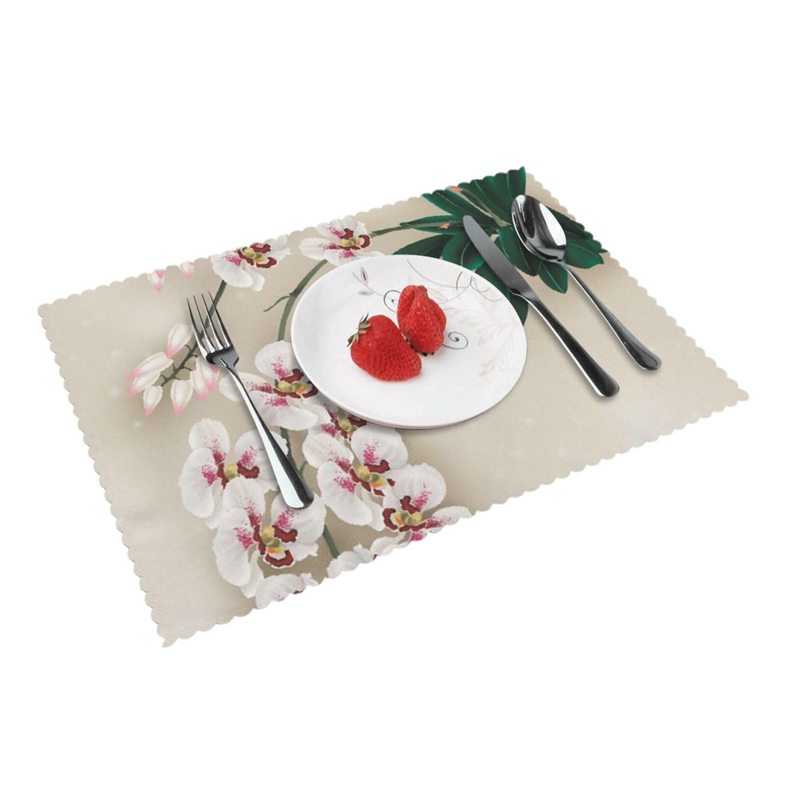 4 PCS Heat Resistant Placemat 45x30 CM, Bell orchid Printed Non-Slip Place Mats for Kitchen Dining Table Indoor Outdoor