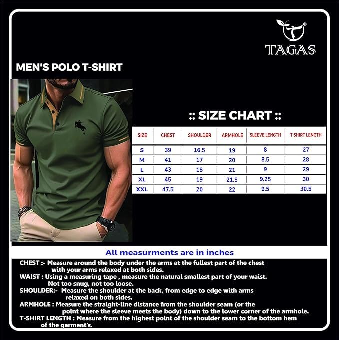 Image of TAGAS Men's Polo T-Shirt || T-Shirt for Mens || Casual T Shirt for Men ||Polo T-Shirt ||Mans T-Shirt ||